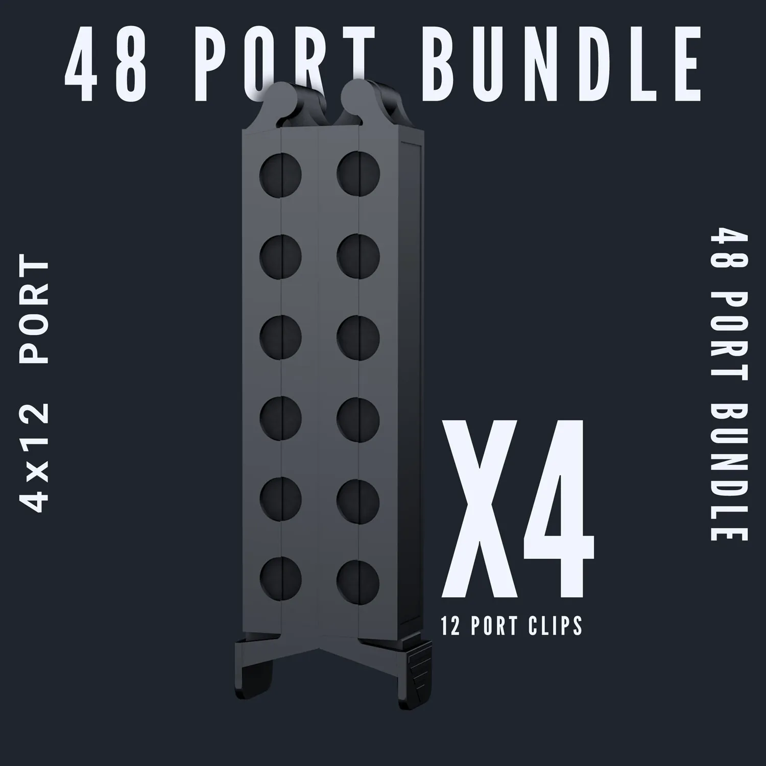 48 Port Bundle - 4 x Sergeant Clips (12 port) with Fibre Insert